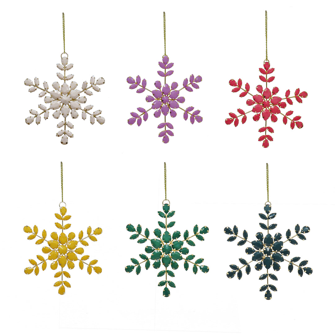 6 Piece HGTV Home Collection Beaded Snowflake Ornaments