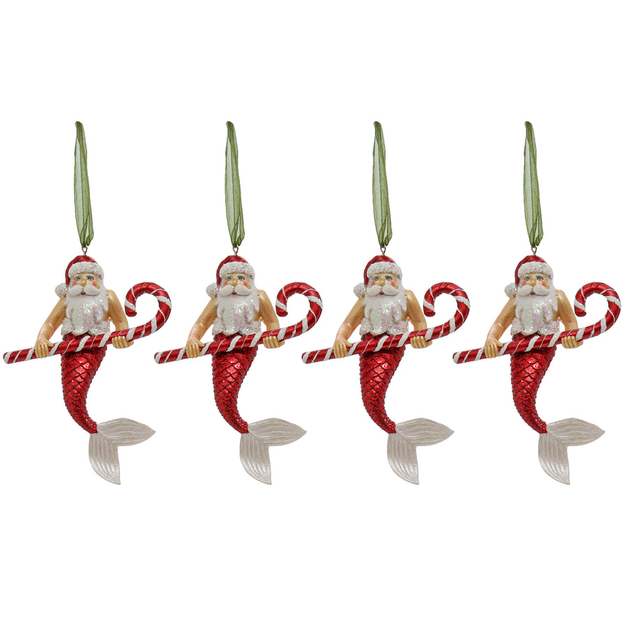 4-Piece HGTV Home Collection Santa Merman Ornaments - National Tree Company