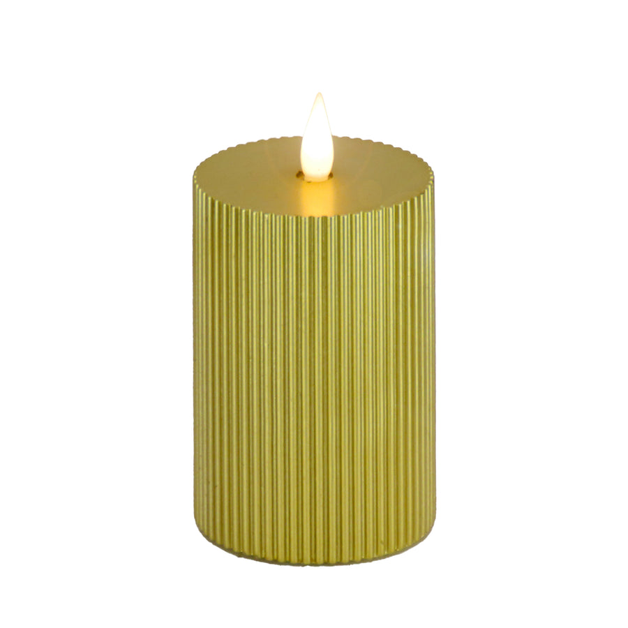 3 in. by 9 in. HGTV Home Collection Flameless Georgetown Pillar Candle, Gold - National Tree Company
