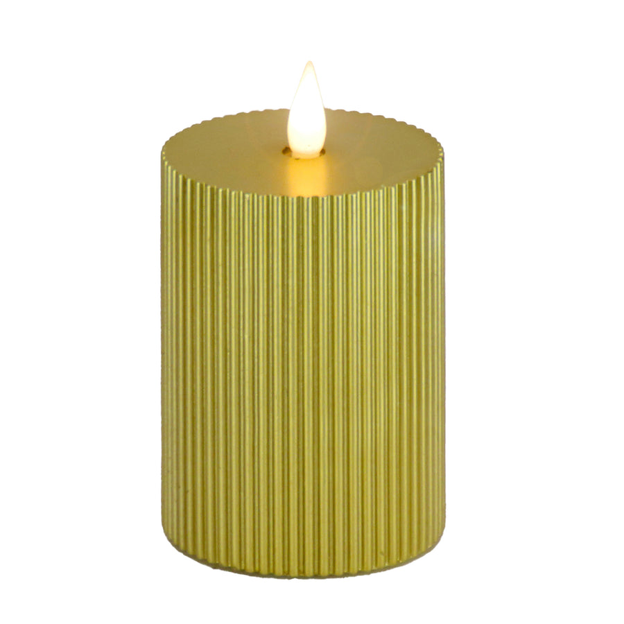 4 in. by 10 in. HGTV Home Collection Flameless Georgetown Pillar Candle, Gold - National Tree Company