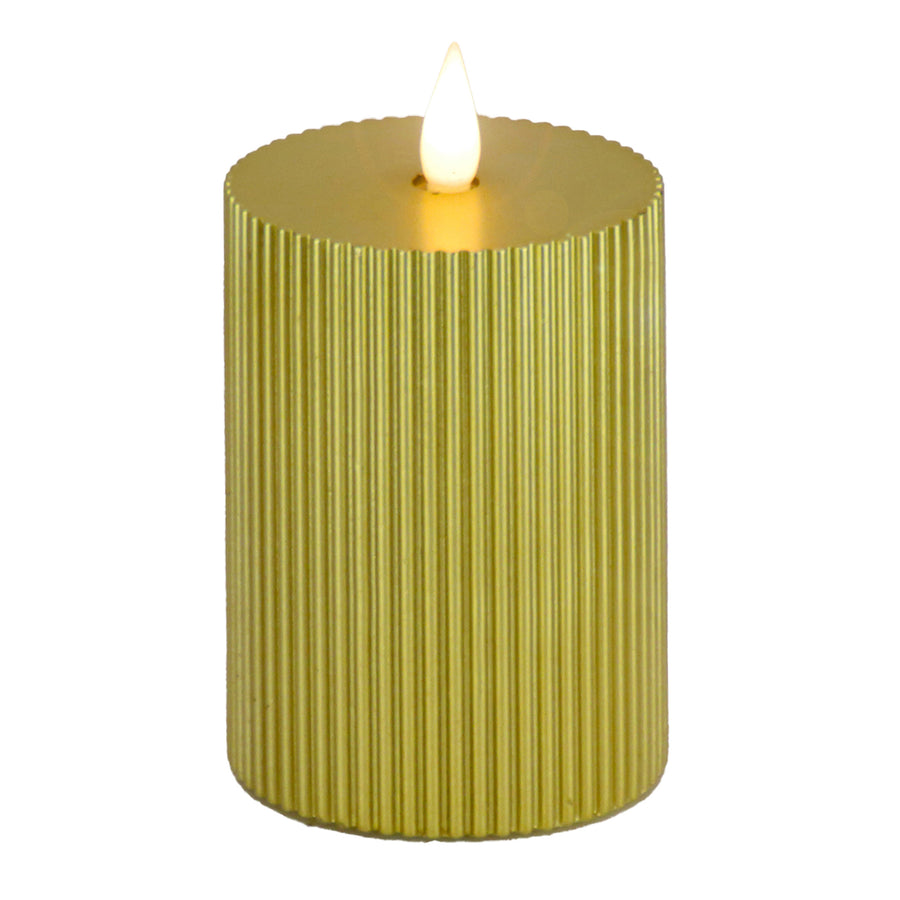 5 in. by 11 in. HGTV Home Collection Flameless Georgetown Pillar Candle, Gold - National Tree Company