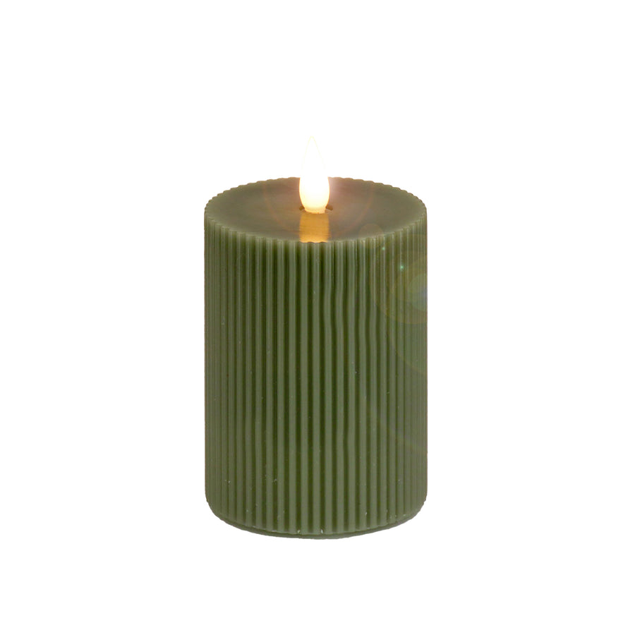 3 in. by 5 in. HGTV Home Collection Flameless Georgetown Pillar Candle, Dk Green - National Tree Company
