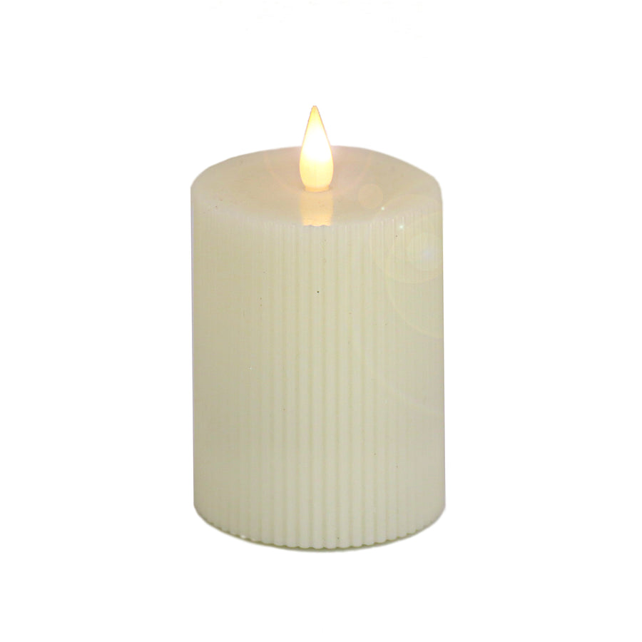 3 in. by 5 in. HGTV Home Collection Flameless Georgetown Pillar Candle, Ivory - National Tree Company
