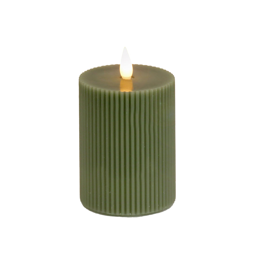 4 in. by 6 in. HGTV Home Collection Flameless Georgetown Pillar Candle, Dk Green - National Tree Company