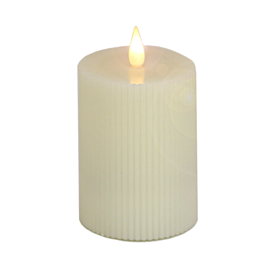 4 in. by 8 in. HGTV Home Collection Flameless Georgetown Pillar Candle, Ivory - National Tree Company