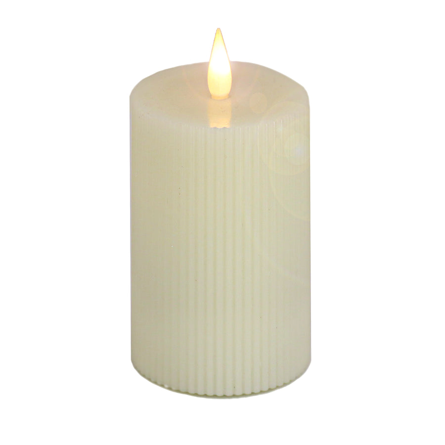 5 in. by 7 in. HGTV Home Collection Flameless Georgetown Pillar Candle, Ivory - National Tree Company