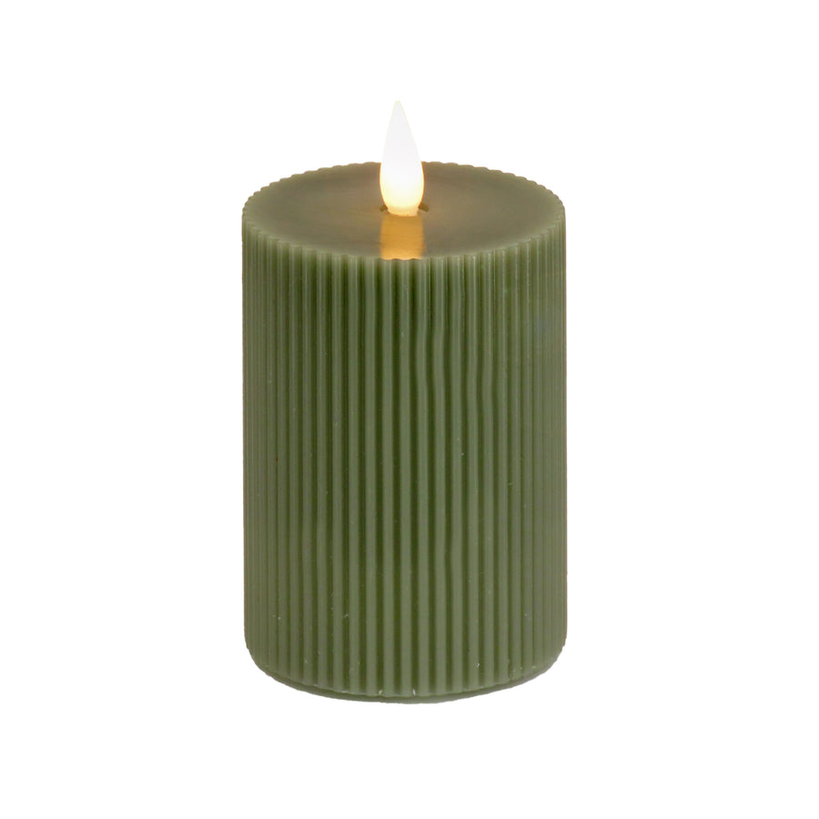 5 in. by 9 in. HGTV Home Collection Flameless Georgetown Pillar Candle, Dk Green - National Tree Company