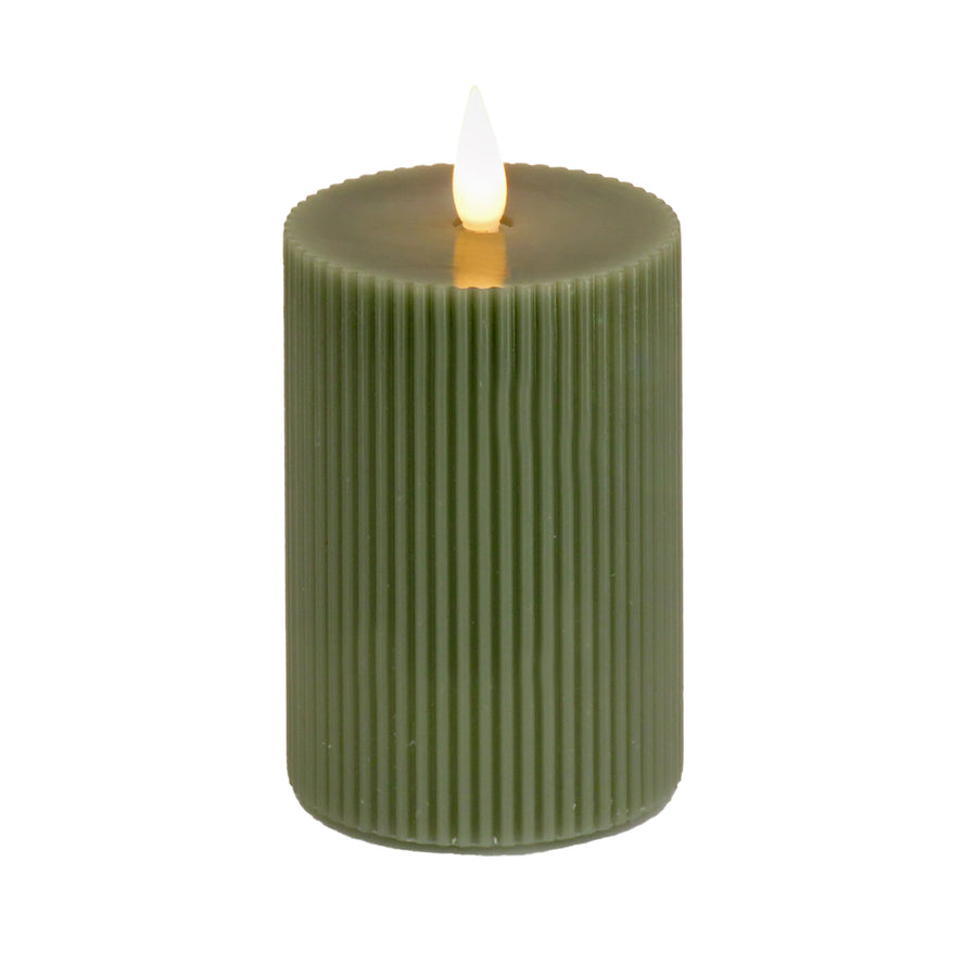 5 in. by 11 in. HGTV Home Collection Flameless Georgetown Pillar Candle, Dk Green - National Tree Company