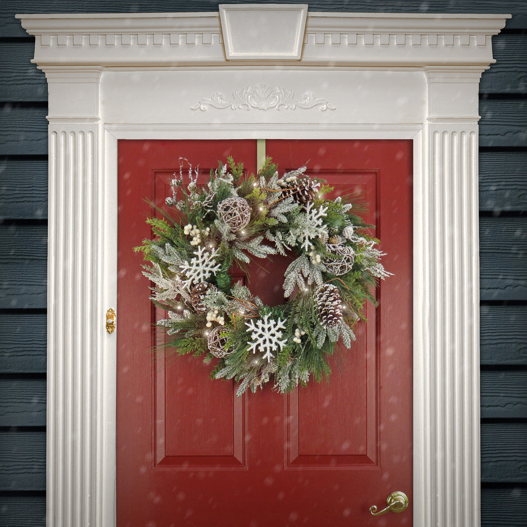 28" HGTV Home Collection Pre-Lit Cozy Winter Wreath