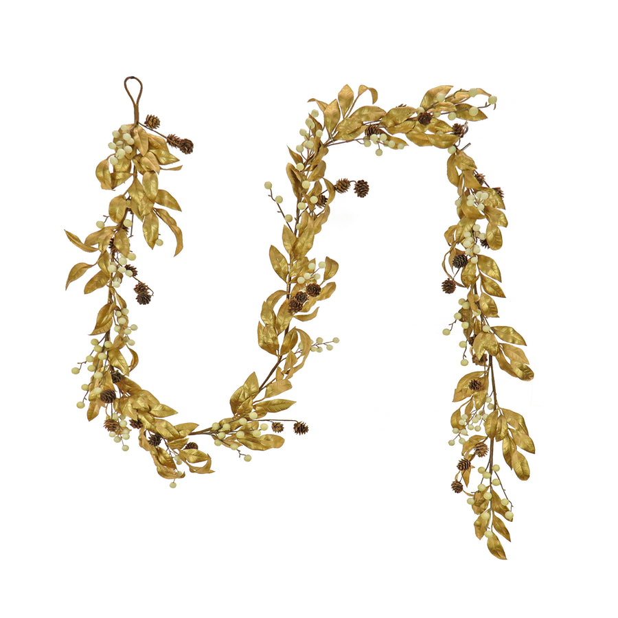 9 ft. HGTV Home Collection Metallic Gold Laurel Garland - National Tree Company
