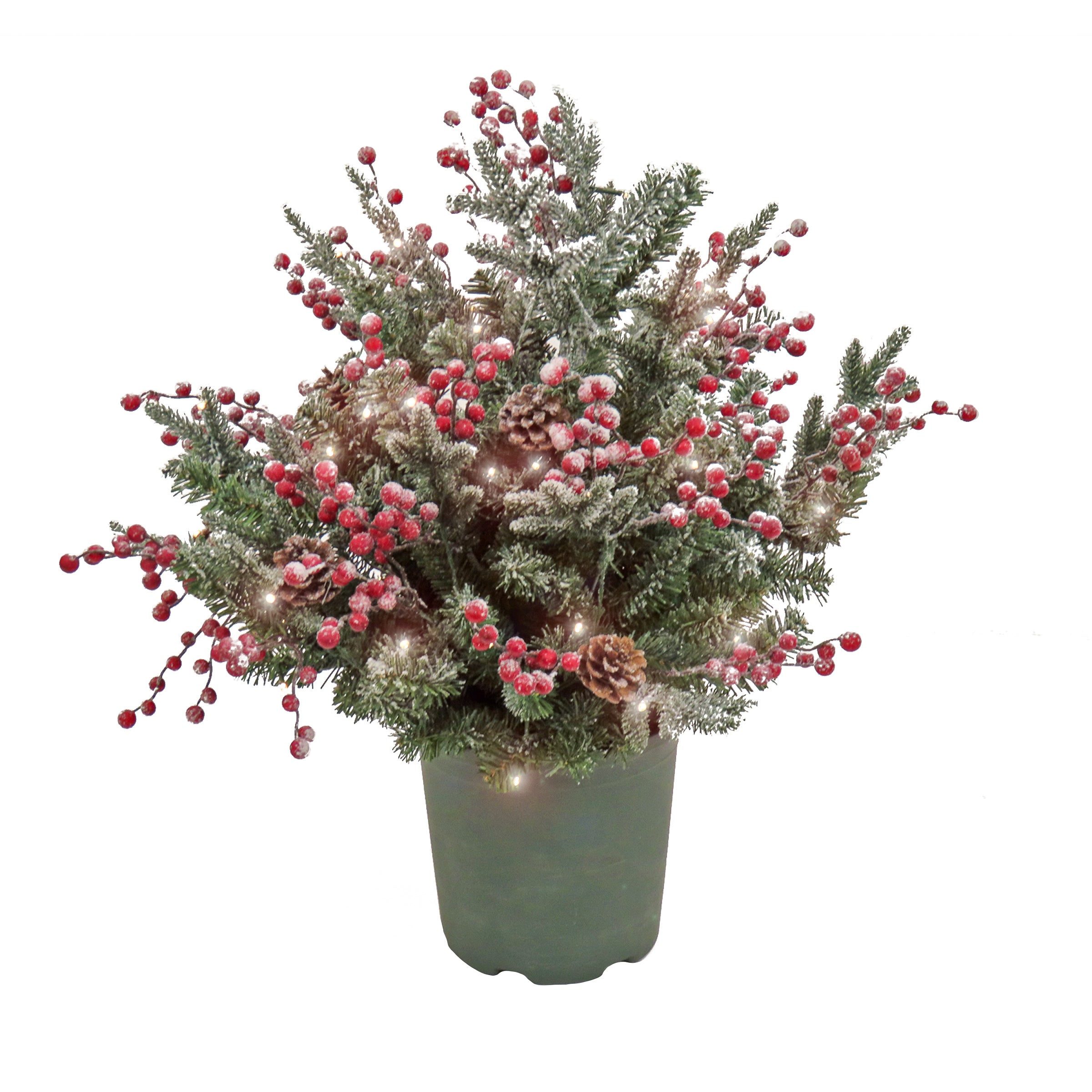 HGTV Home Collection Pre-Lit Holly and Berry Planter Filler