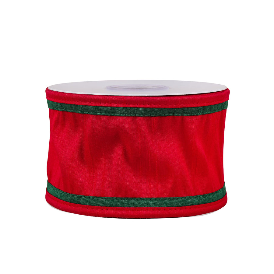 3 in. HGTV Home Collection Dupioni Double-Sided Ribbon, Red & Green - National Tree Company