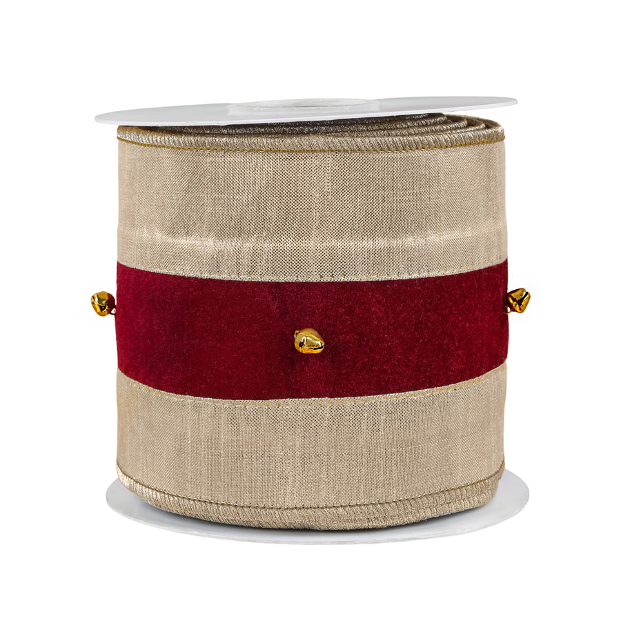 3 in. HGTV Home Collection Double-Fused Sleigh Bell Ribbon - National Tree Company