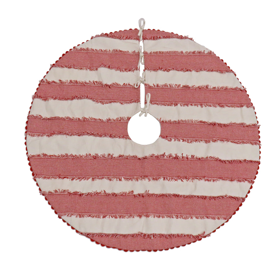 48 in. HGTV Home Collection Red White Ric Rac Border Tree Skirt - National Tree Company