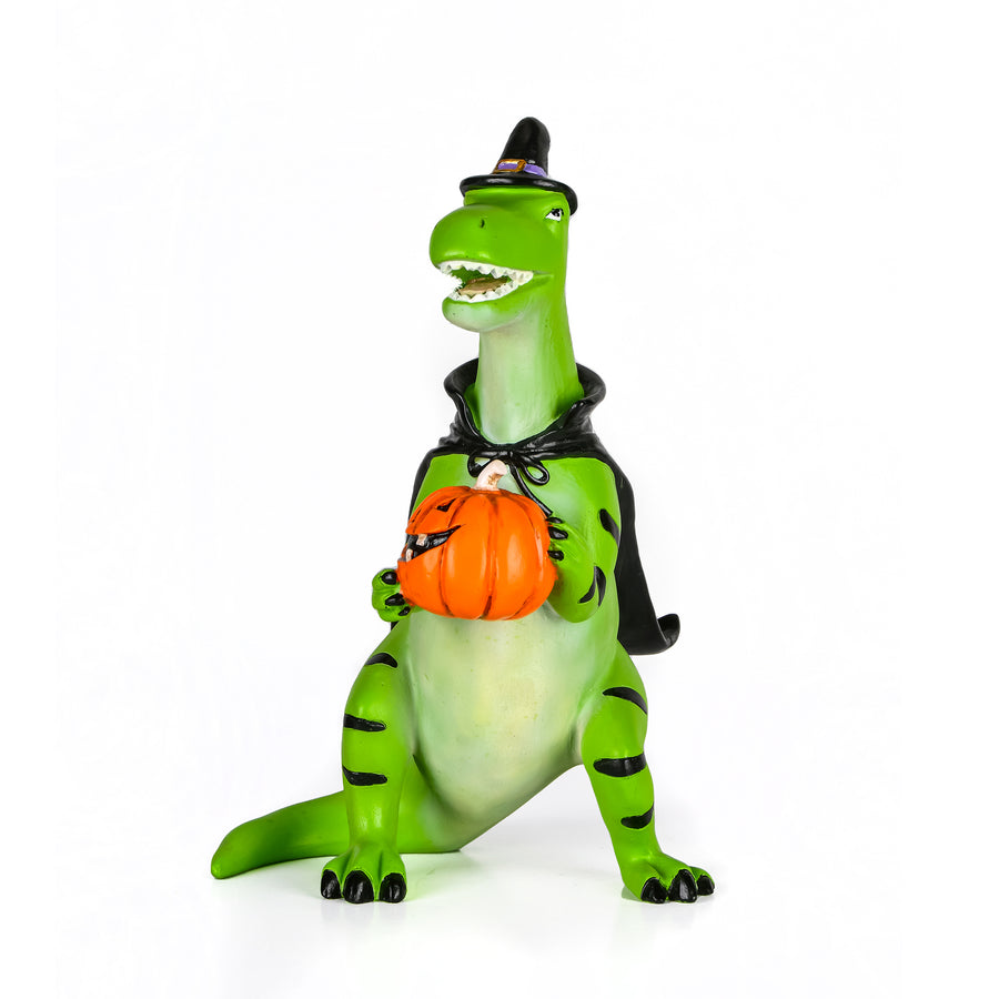 10 in. Halloween Dinosaur with Jack-O-Lantern Tabletop Decoration - National Tree Company