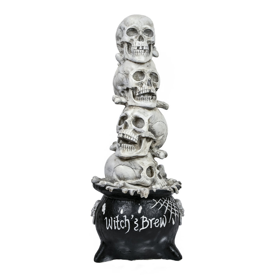 38 in. Halloween Stacked Skulls in a Cauldron Tabletop Decoration - National Tree Company
