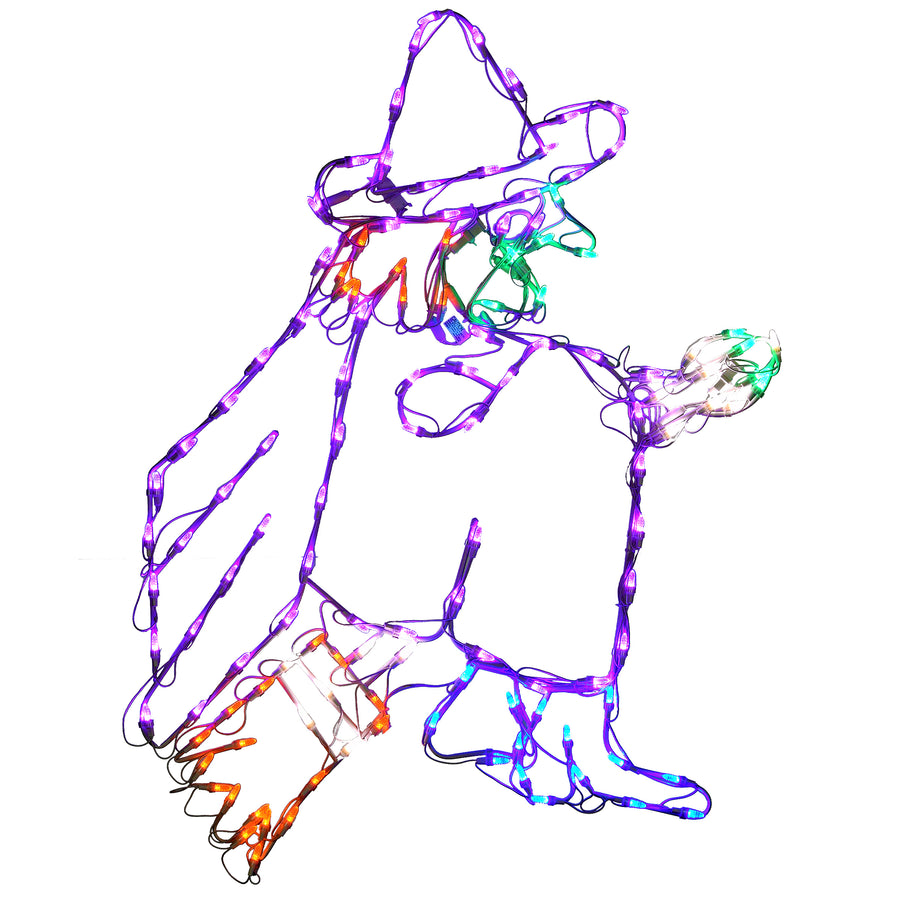 46 in. Halloween Flying Witch Lighted Sign Decoration with LED Lights - National Tree Company