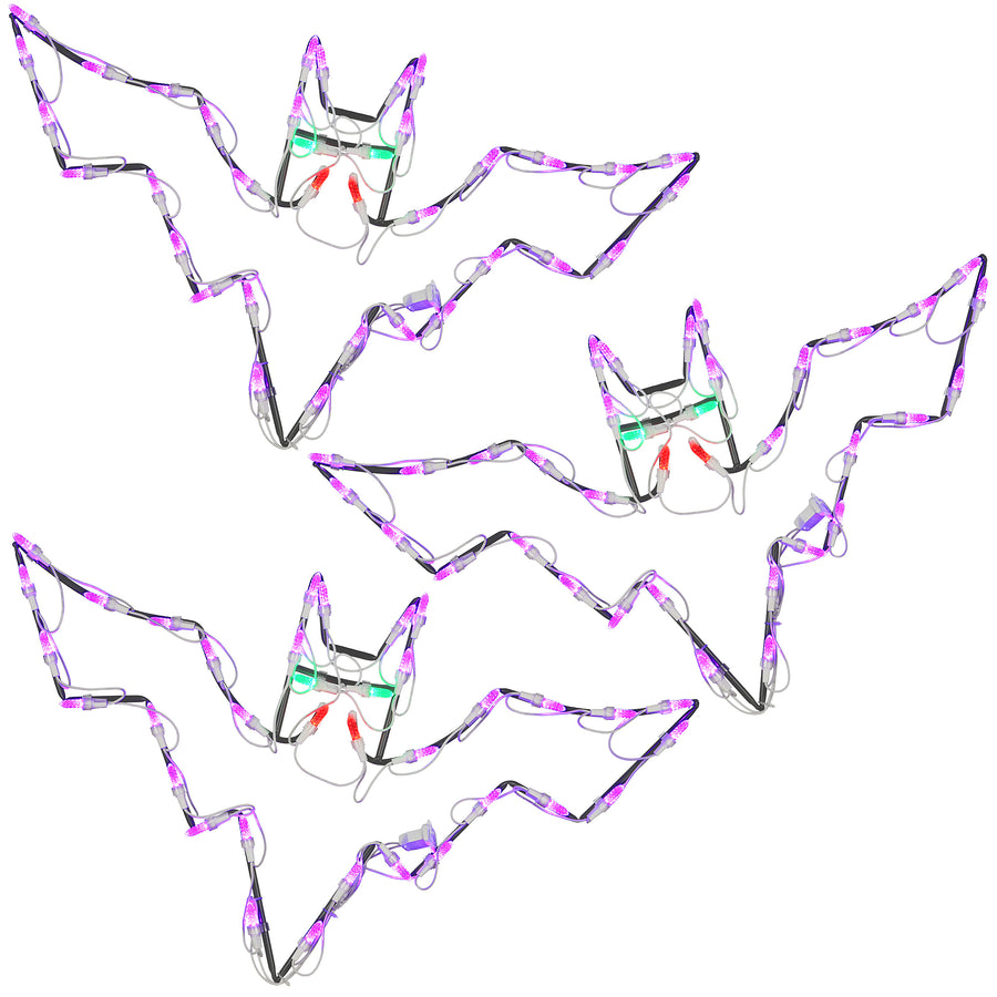 25 in. Halloween Bat Trio Lighted Sign Decoration with LED Lights - National Tree Company