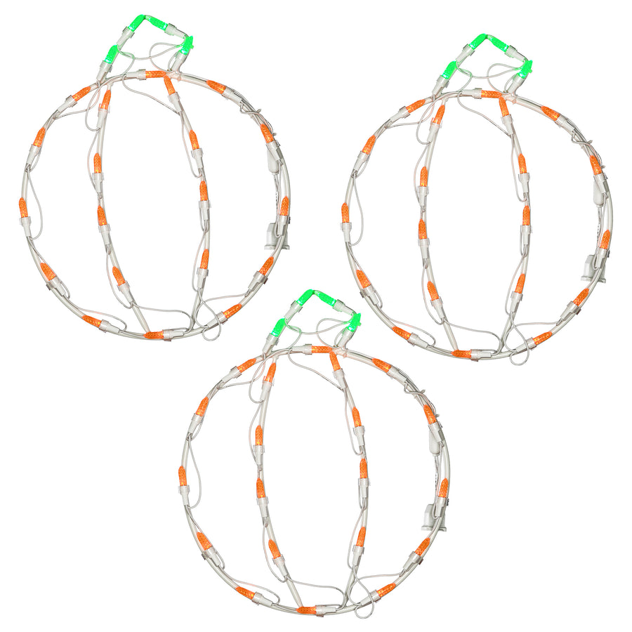 14 in. Halloween Mini Pumpkin Trio Lighted Sign Decoration with LED Lights - National Tree Company