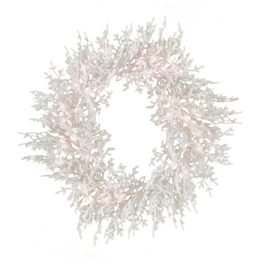 30 in. Pre-Lit HGTV Home Collection Christmas by the Sea Coral Wreath - National Tree Company