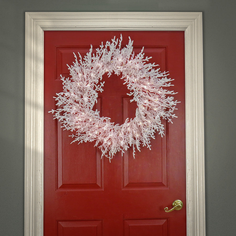30 in. Pre-Lit HGTV Home Collection Christmas by the Sea Coral Wreath