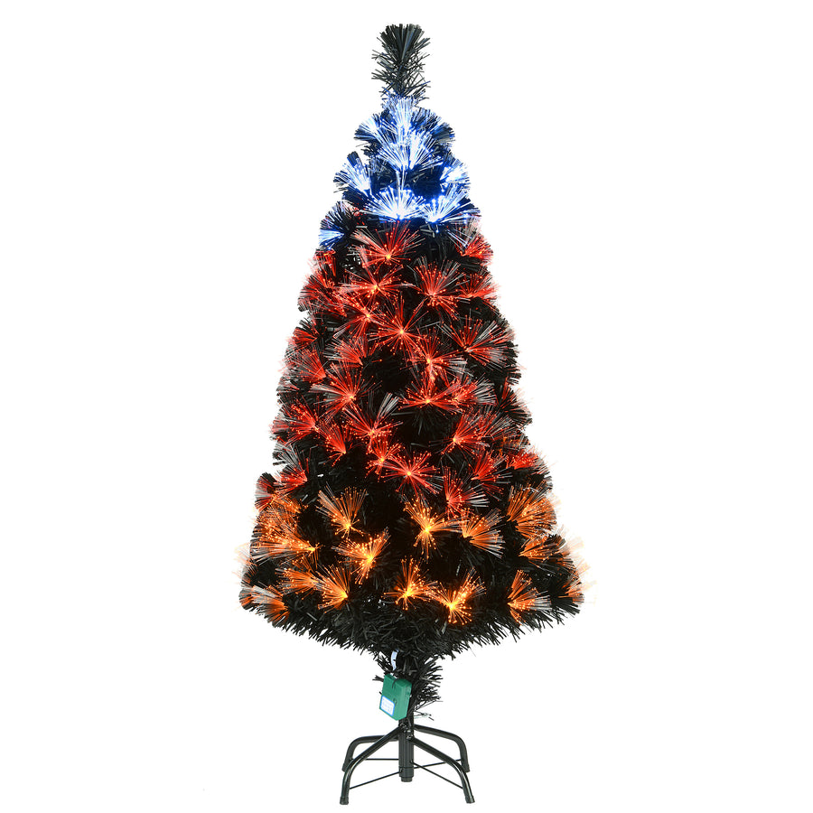 4 ft. Halloween Pre-Lit Black Tree with Fiber Optic, Candy Corn LED Light - National Tree Company