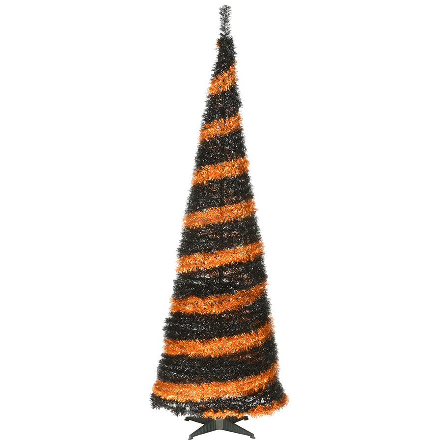 7.5 ft. Halloween Black and Orange Tinsel Tree - National Tree Company