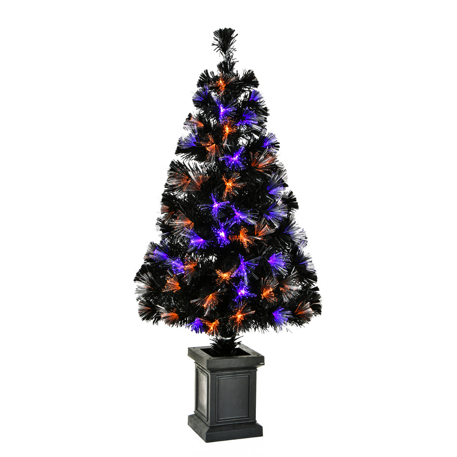 4 ft. Halloween Pre Lit Black Tree Decoration with Fiber Optic, LED Lights - National Tree Company