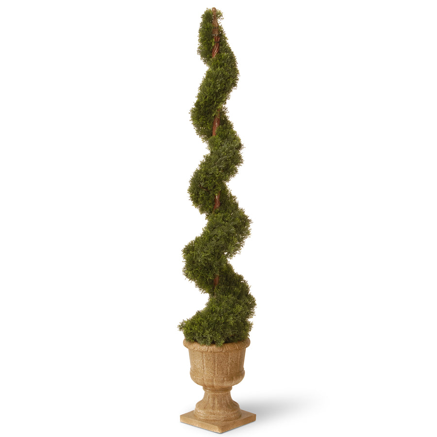60 in. Upright Juniper Spiral Topiary Tree in a Decorative Urn - National Tree Company