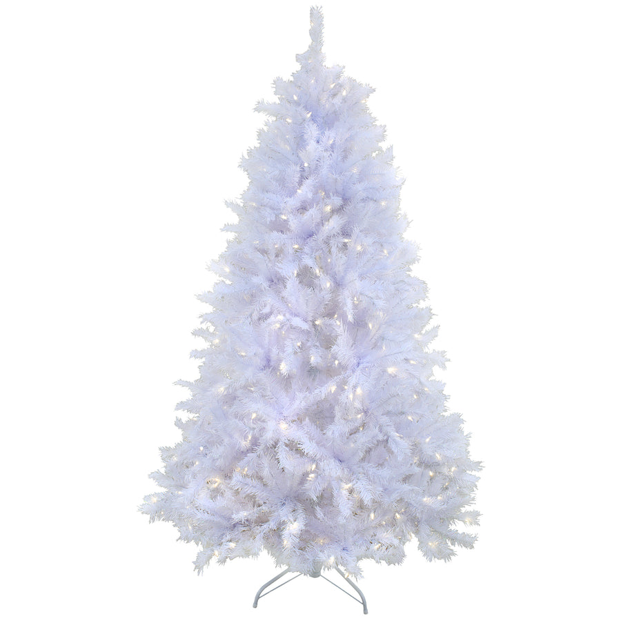 7.5 ft. Pre-Lit Millville White Tree with PowerConnect Warm White LED Lights - National Tree Company