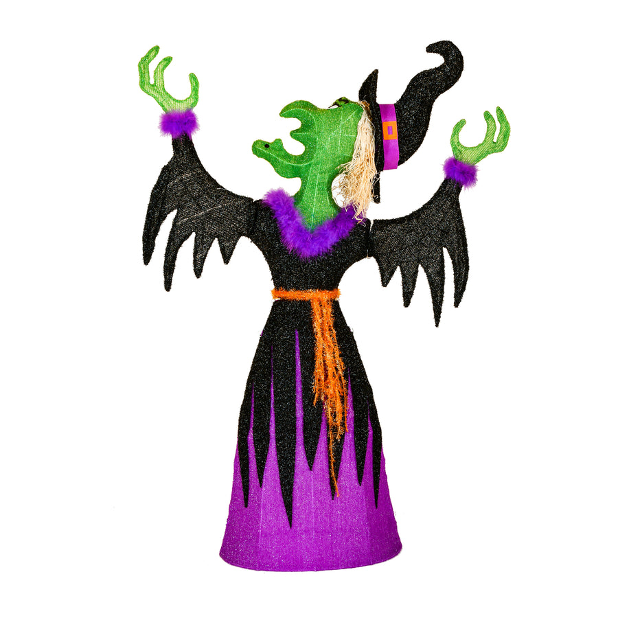 47 in. Halloween Pre Lit Cackling Green Witch Lawn Decoration with LED Lights - National Tree Company