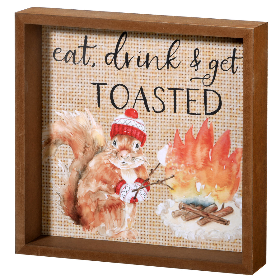 8 in. Shadow Box with Cute Squirrel Hanging Wall Art Fall Decoration - National Tree Company