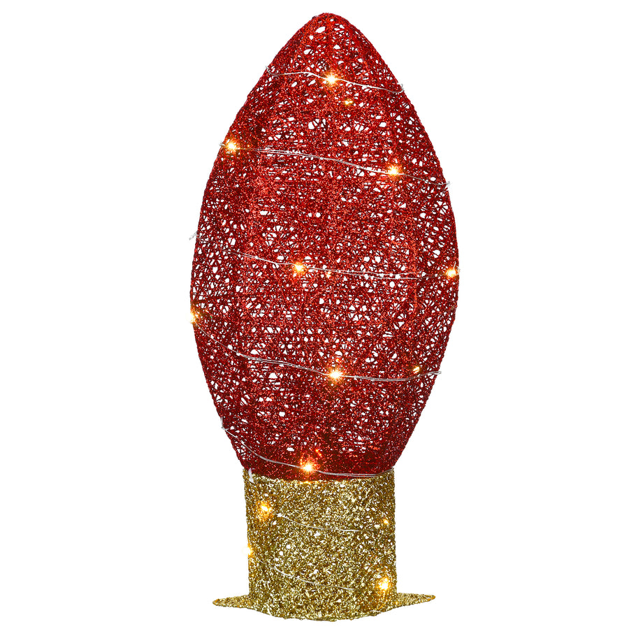20 in. Pre-Lit Red Christmas Light Bulb Decoration - National Tree Company