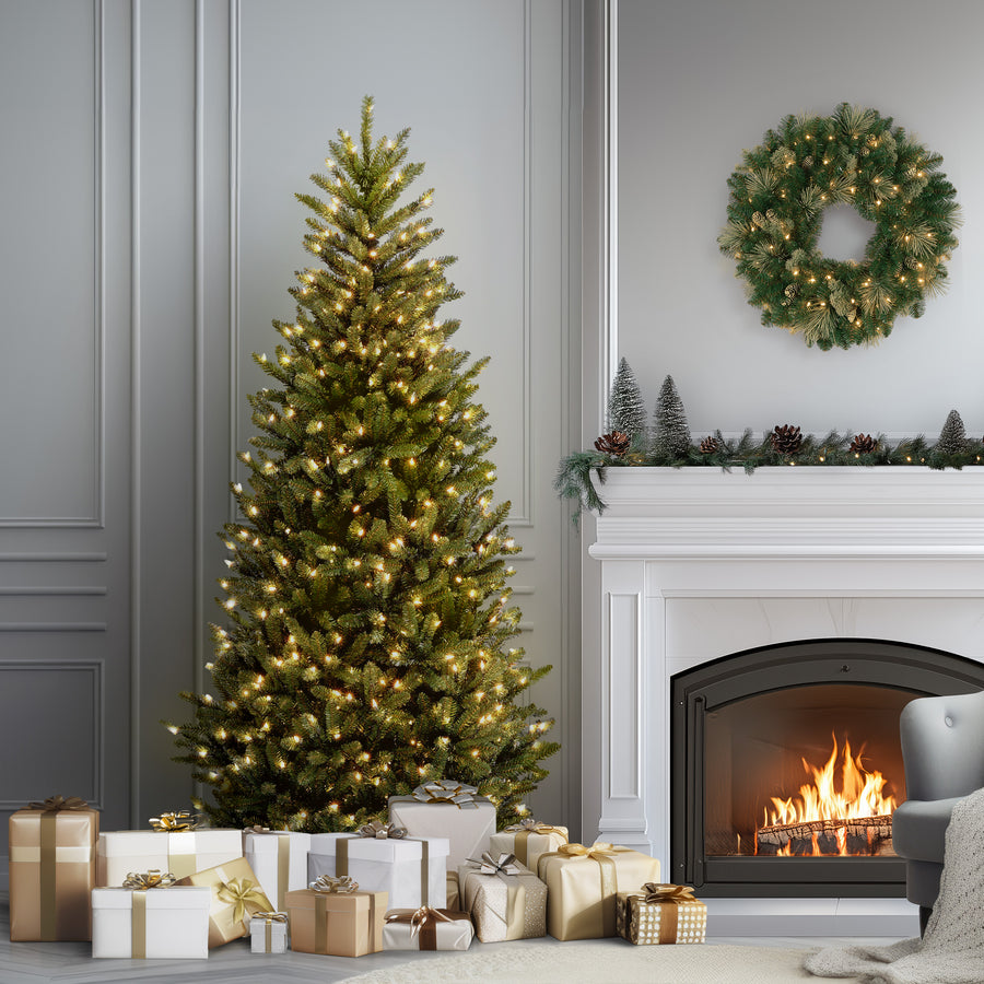 6.5 ft. Pre-Lit Natural Fraser Fir Slim Tree with Clear Lights