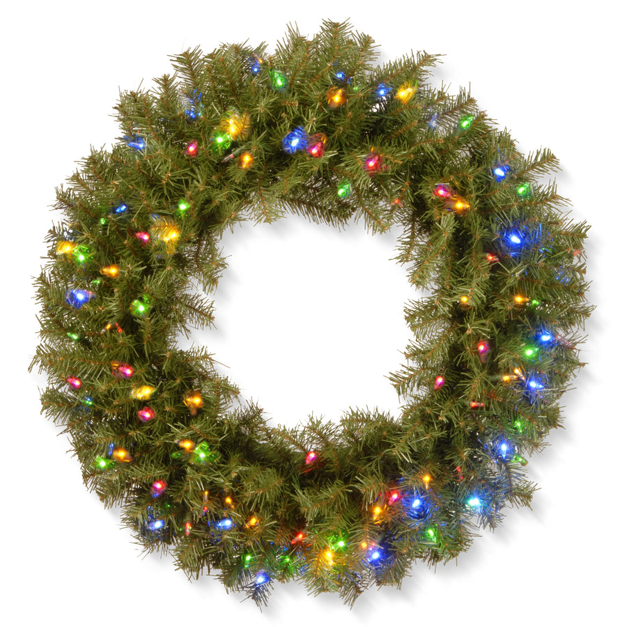 30 in. Pre-Lit Norwood Fir Wreath with Dual Color LED