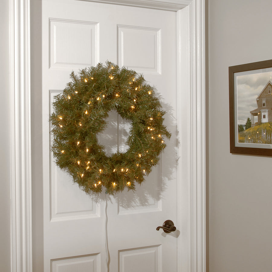 24 in. Pre-Lit Norwood Fir Wreath with Warm White LED Lights