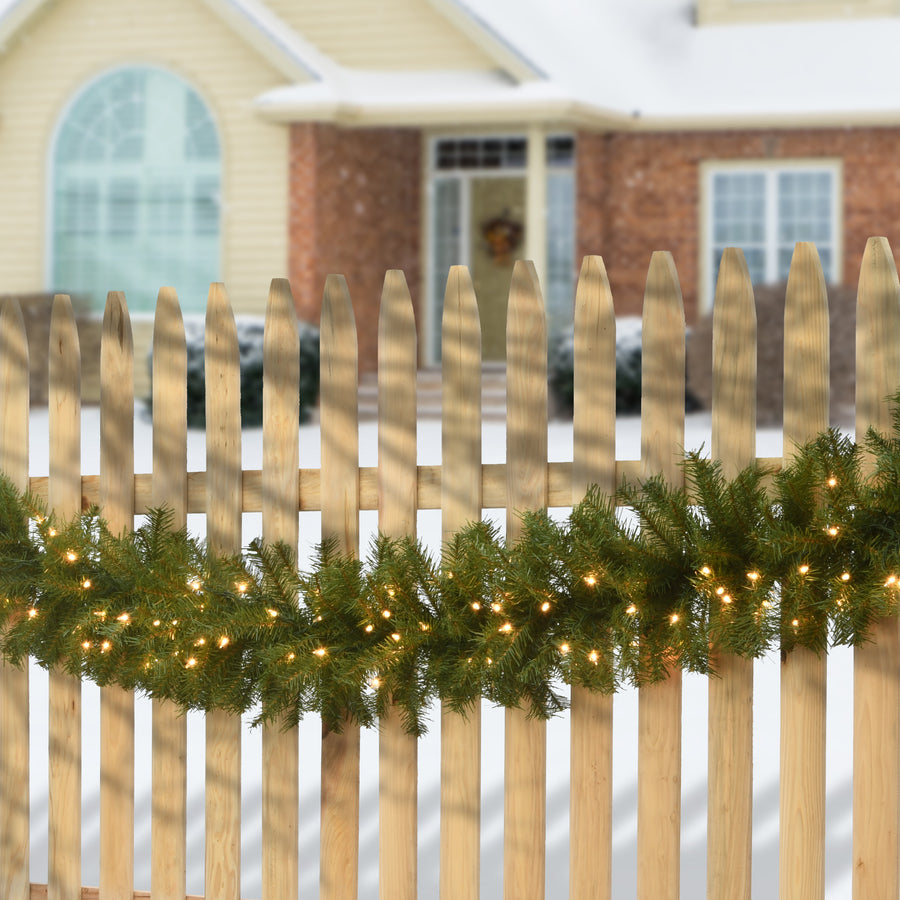 9 ft. Pre-Lit Norwood Fir Garland with Clear Lights - 12 in Diameter