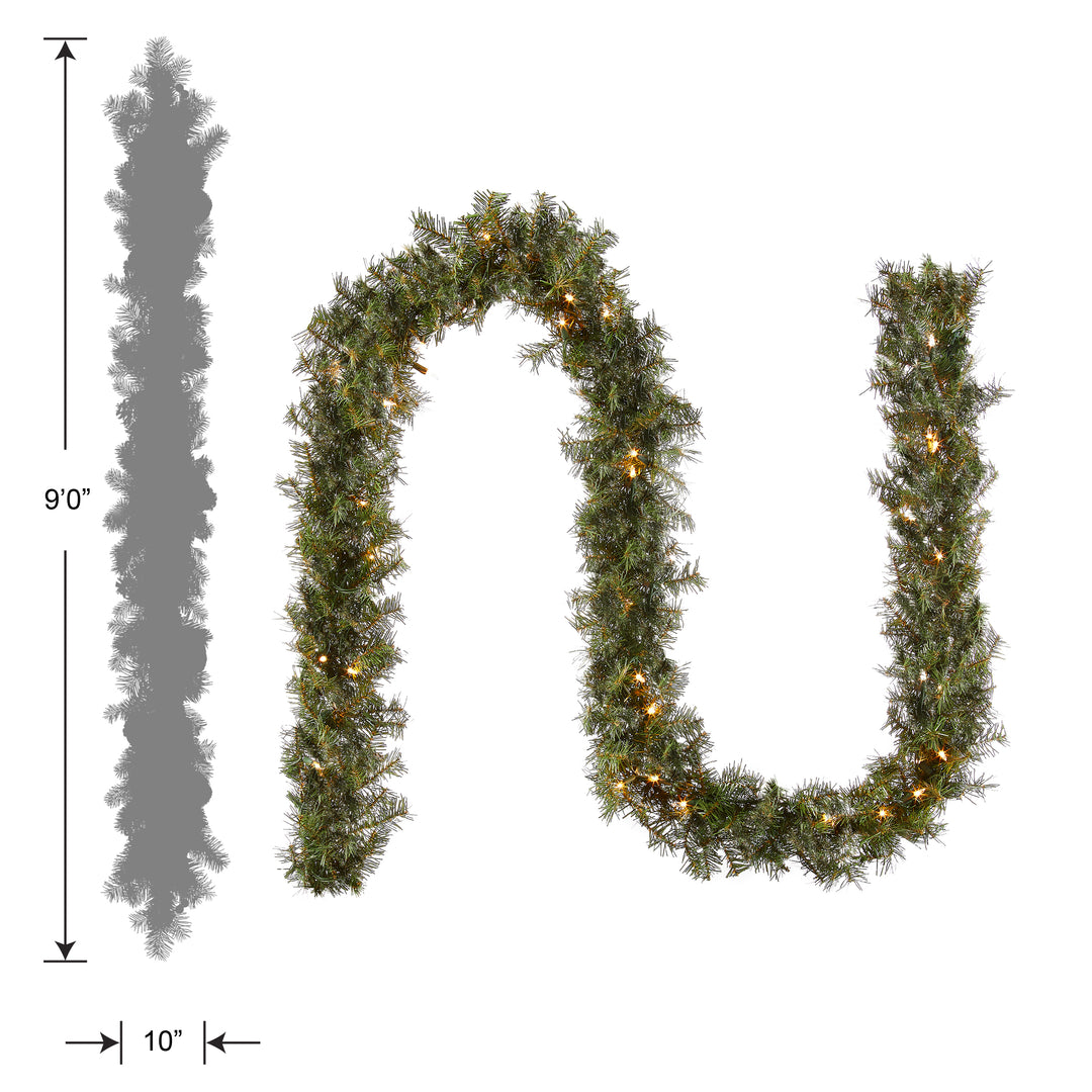 Pre-Lit Artificial Christmas Garland, Green, Norwood Fir, White Lights, Plug In, Christmas Collection, 9 Feet