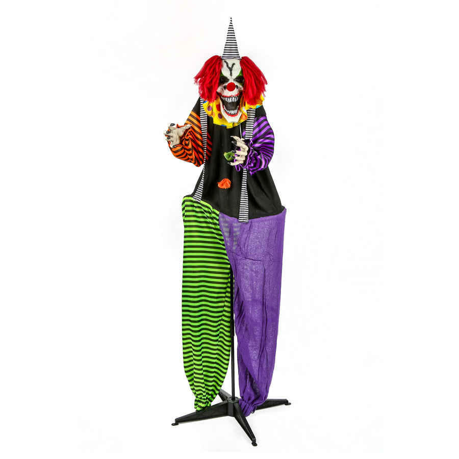 67 in. Halloween Pre-Lit Sound Activated Animated Spooky Clown with LED Lights - National Tree Company
