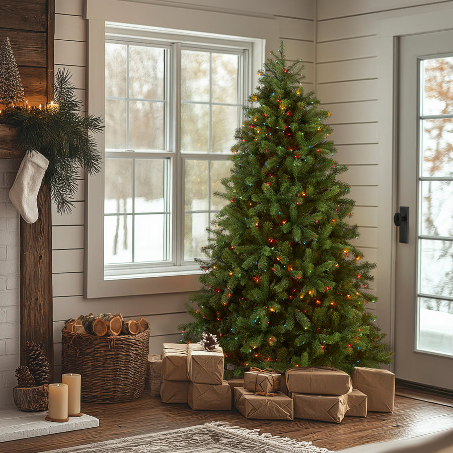 6.5 ft. Pre-Lit Downswept Douglas Fir Tree with Multicolor Lights