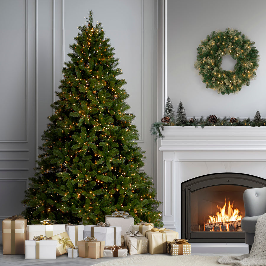 7.5 ft. Pre-Lit Downswept Douglas Fir Tree with Dual Color LED Cosmic Lights