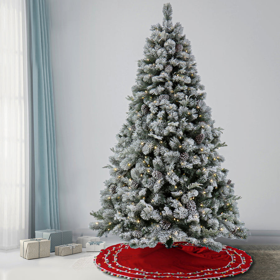 7.5 ft. Pre-Lit Snowy Silver Hill Pine Tree with LED Lights