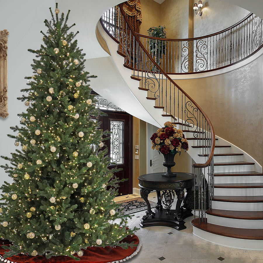 10 ft. Pre-Lit Aspen Pine Hinged Tree with Warm White LED Light