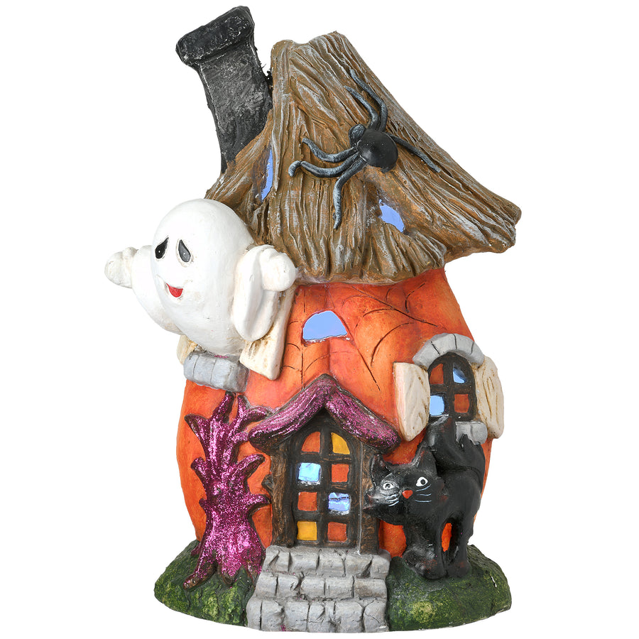 18 in. Halloween Pre-Lit Pumpkin Haunted House Decoration with LED Lights - National Tree Company