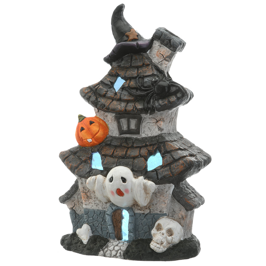 18 in. Halloween Pre-Lit Multilevel Haunted House Decoration with LED Lights - National Tree Company