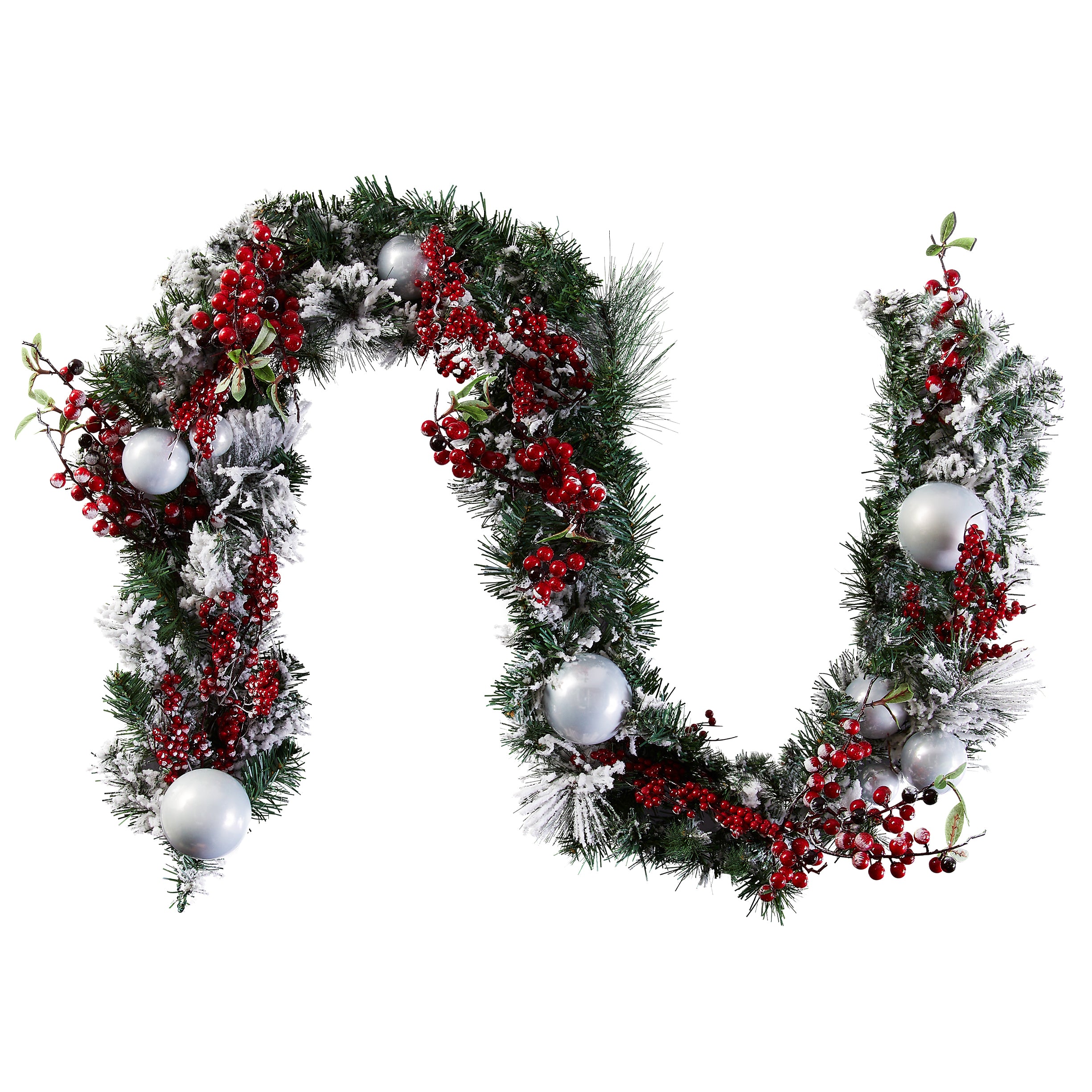 Artificial Christmas Garland, Silver, Evergreen, Decorated with Ball O –  National Tree Company