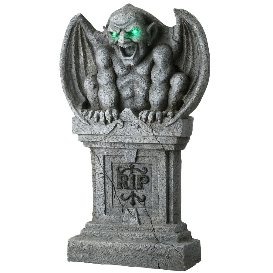 National Tree Company Pre-Lit Gargoyle Gravestone Decoration, LED Lights, Halloween Collection, 33 Inches - National Tree Company