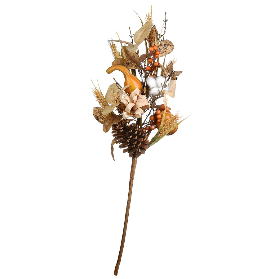 28 in. 2-Piece Fall Bouquet, Decorated with Gourds, Berry Clusters, Pine Cones, Assorted Leaves - National Tree Company