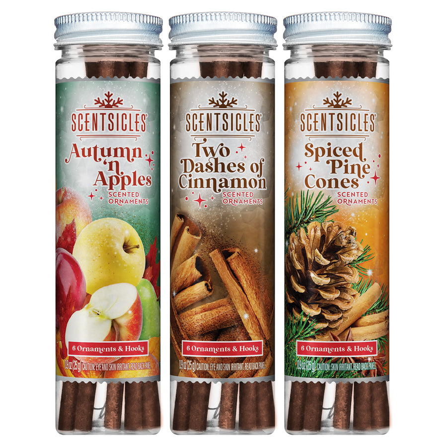 Scentsicles, 6pc Stick, Autumn 'n  Apples, Two Dashes of Cinnamon, Spiced Pine Cones - 3 Pack - National Tree Company