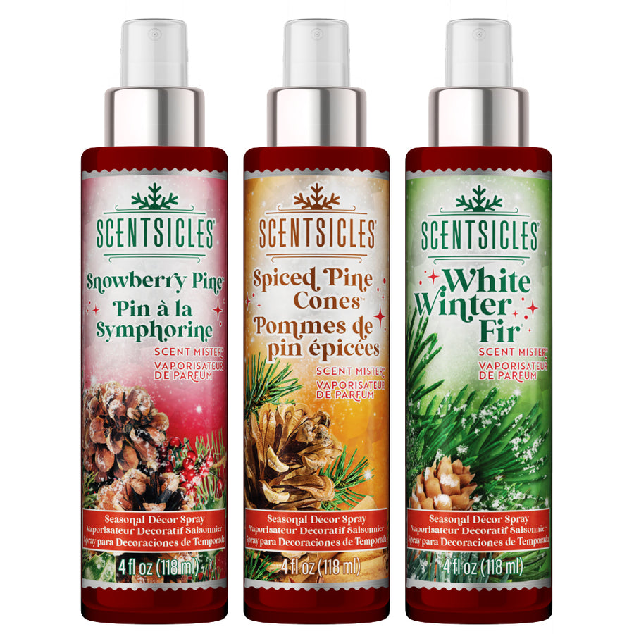 Scentsicles, Scent Mister 1 White Winter Fir/ 1 Snowberry Pine/1 Spiced Pine Cones- 3 pack - National Tree Company